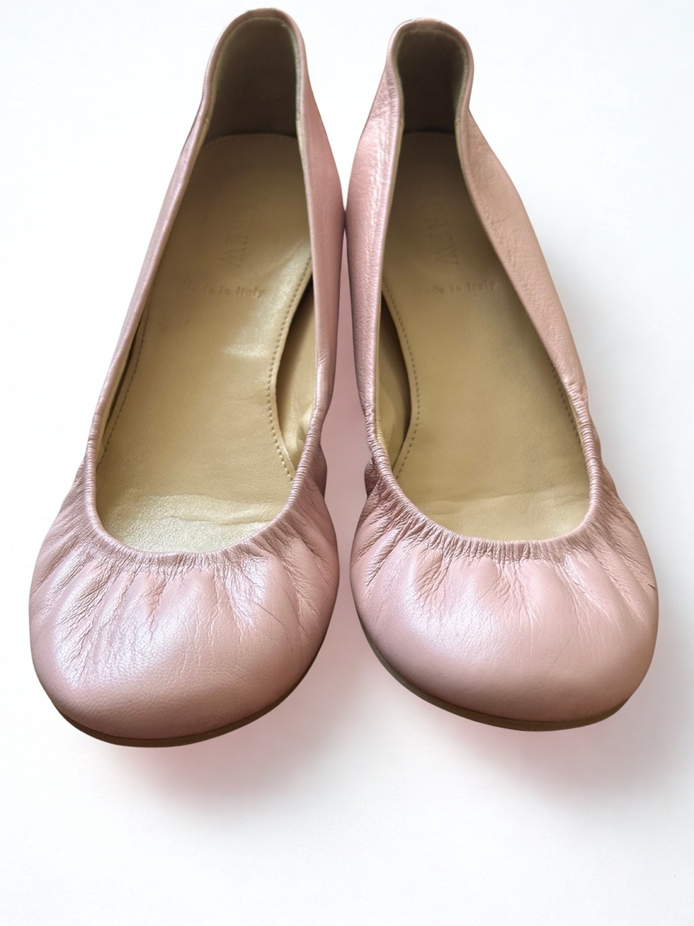 J. Crew Dusty Rose Leather Ballet Flats -Made in Italy Size 8.5